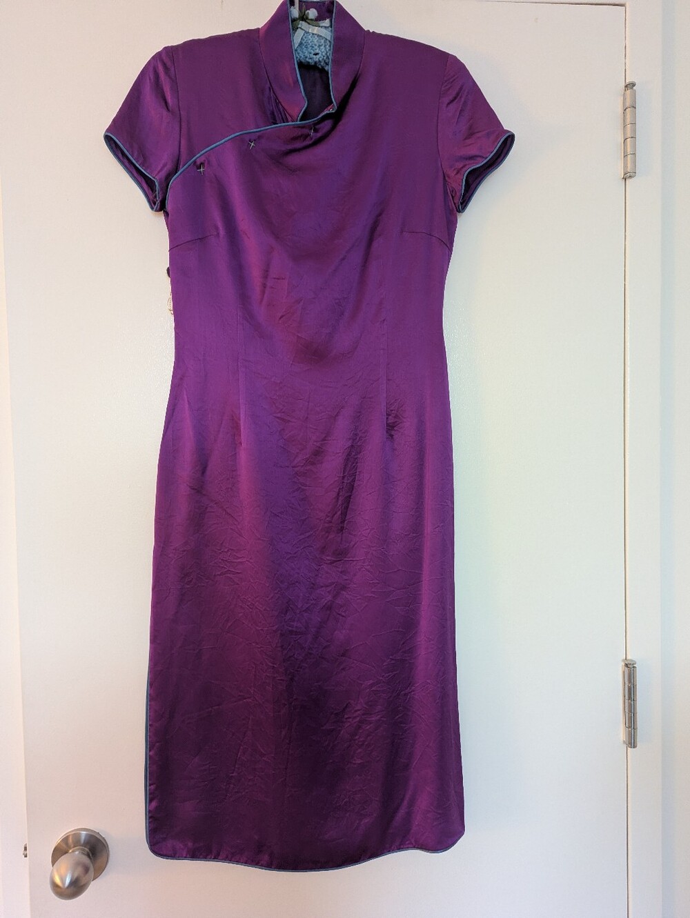 Paul Smith Purple Fitted Short-Sleeve Midi Silk Dress